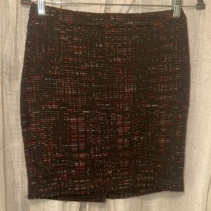 LOFT Black and Red Textured Pencil Skirt